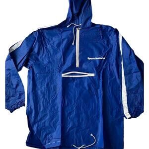 vtg Sports Illustrated Windbreaker Jacket Men XL Blue rain coat media Coach